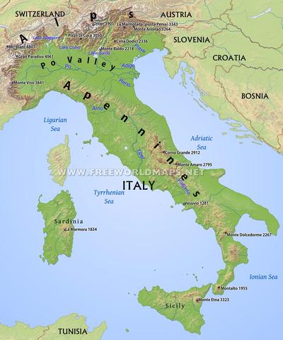 This map shows the physical features of Rome. The Apennines mountains ...