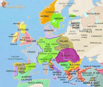 In 1050 Europe was split between large kingdoms and small feudal states ...