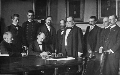 Signing of the Peace Protocol in Washington, D.C., August 12, 1898.