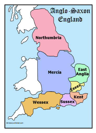 Map of the Kingdom of Northumbria around 700 AD - Kingdom of