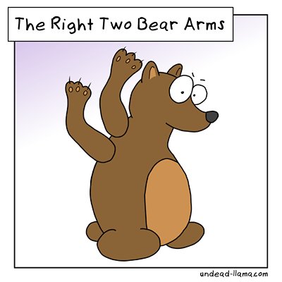 The second amendment is the right to bear arms. This bear is expressing ...