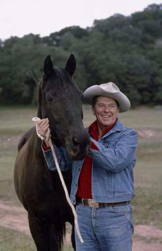 Ronald Reagan with his horse 