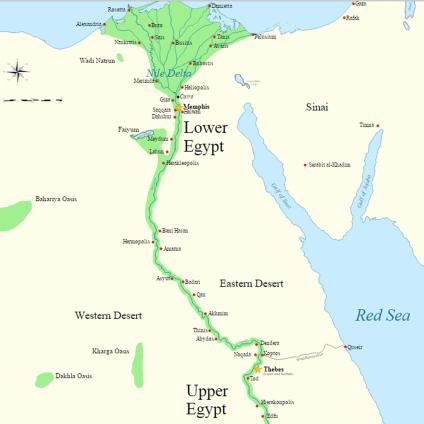 Map of Ancient Egypt. By Jeff Dahl, 2007 (Wikimedia)