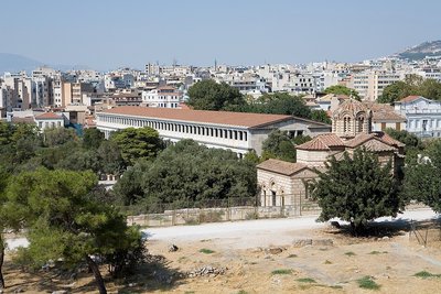 General view of the Church of the Holy Apostles and the Stoa of Attalos ...