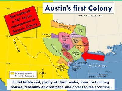 This map shows where Austin's colony was