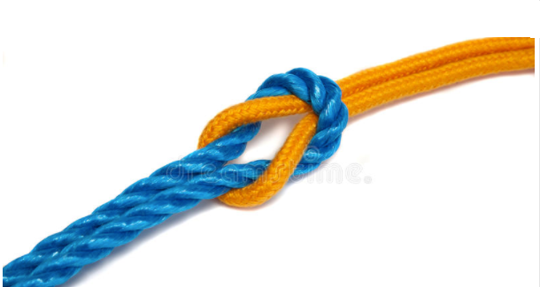 Yellow And Blue Ropes Tied Together Stock Image - Image of Intertwined ...