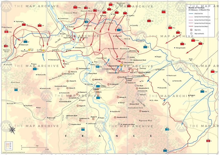 The image above depicts both French and German advances around Verdun ...