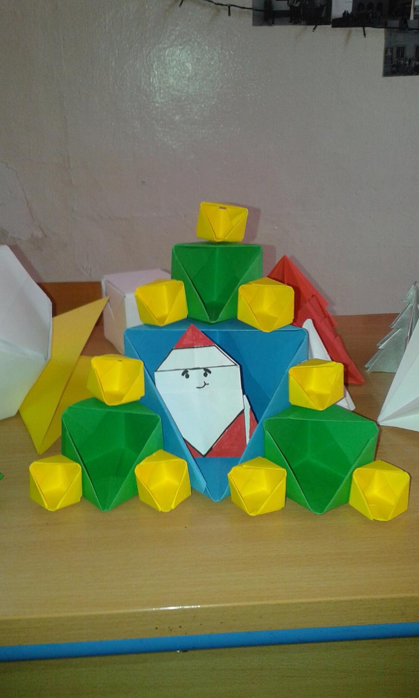 Origami Pyramid Mathmatics Sierpinski pyramid (origami), made by my students.