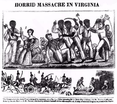 Newspaper illustration of Nat Turner's Rebellion.