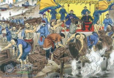 Image of the destruction of Opium at Humen. This event was started by ...