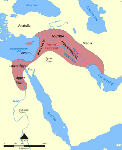 Map of the Fertile Crescent. By Nafsadh in 2011 (Wikimedia)