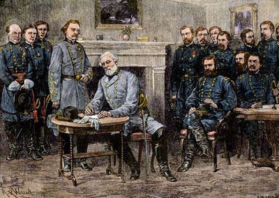 This is an image of Robert E. Lee, singing a peace treaty to end the ...