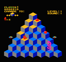 Q-Bert: 1982. A game where you have to color all the squares yellow and ...
