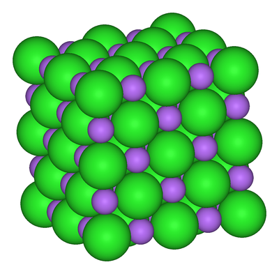 The structure of sodium chloride.