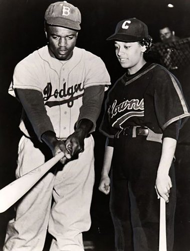 Connie Morgan (right) is photographed with Jackie Robinson (left ...