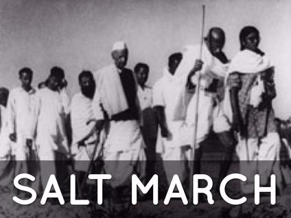 Gandhi and other participants joined the Salt March to make their own salt.