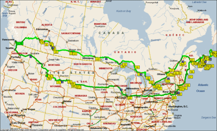 This map is showing, two different main roads in Canada. Both of the ...