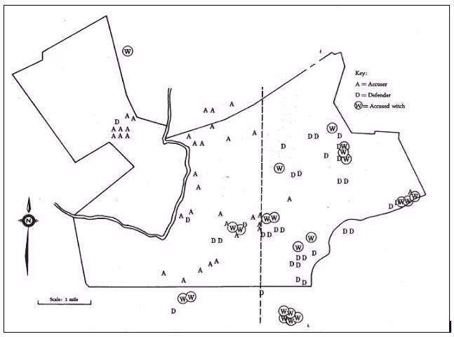 salem witch trials map 1692 This Is A Map Of Salem Village In 1692 Sutori salem witch trials map 1692