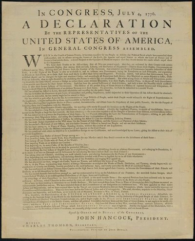 An original copy of Declaration of Independence