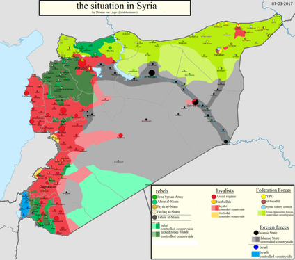 This is a map of the situation in Syria and who has control where. Just ...