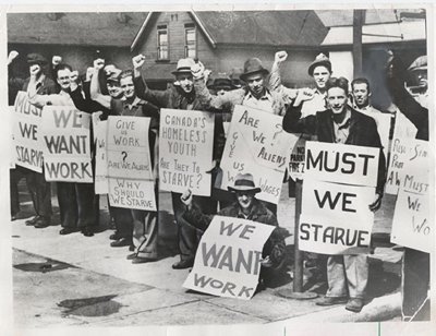Ww1 Dispair Men protesting for work after the war.
