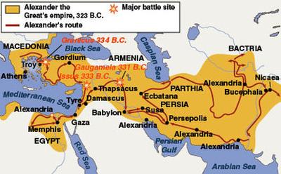 Map of Alexander plan to attack Persia.