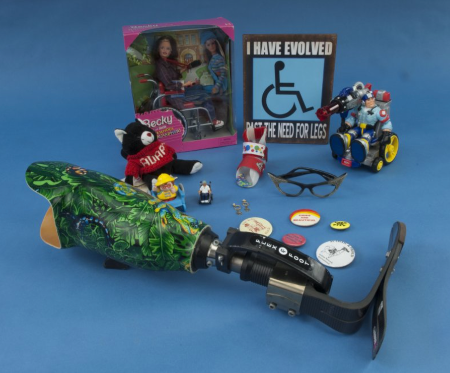 Disability pride objects from the late 1990s and early 2000s (Smithsonian).