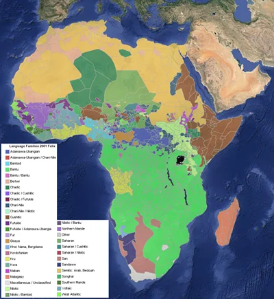 Sara Language African languages map