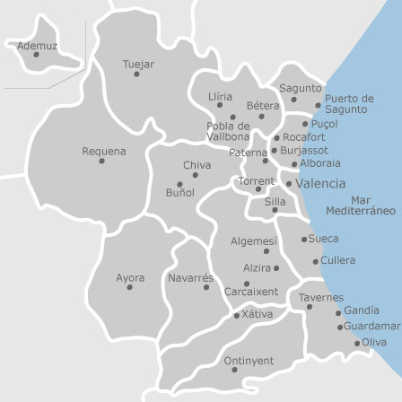Карта районов валенсии