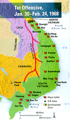 Map of the Tet Offensive. 1968