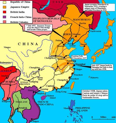 china japanese war asia expansion map wwii east 1941 invasion chinese 1915 1930 ii under japan 1937 ww2 did during