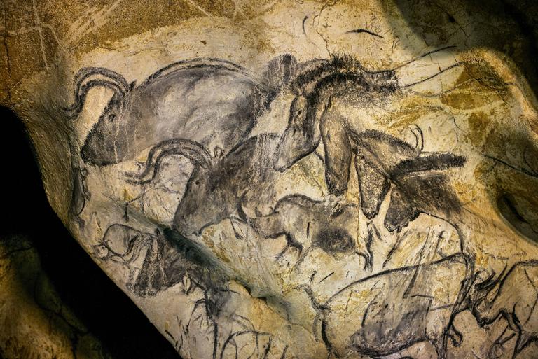 wall painting with horses rhinoceroses and aurochs