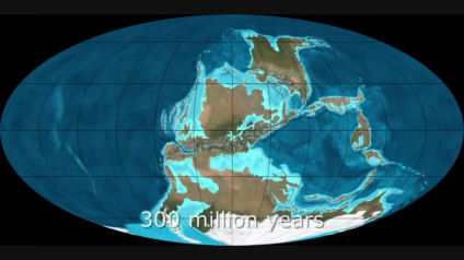 First reptiles and coal swamps. Middle of the Carboniferous period ...