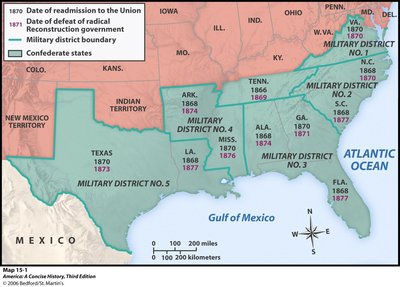 Through the Acts, the southern states were split into five military ...