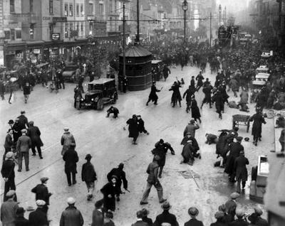 Police and rioters clash during the food riots.