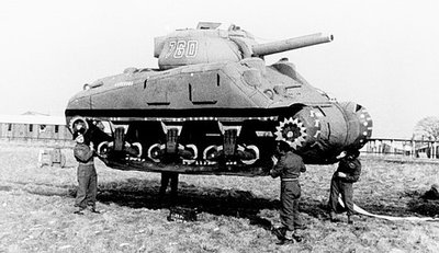 An inflatable tank to throw off the enemy in preparation for D-Day