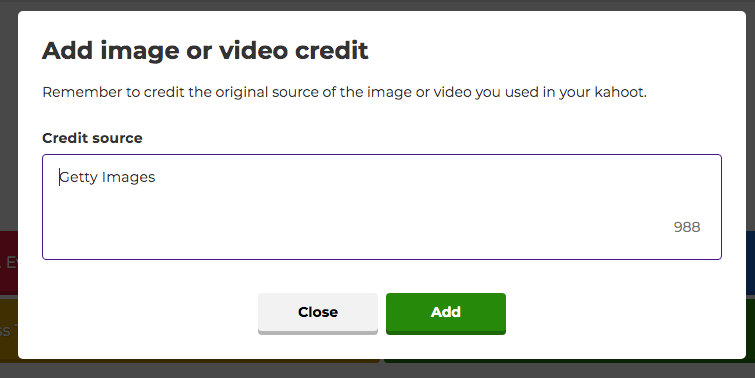 Add image or video credit button