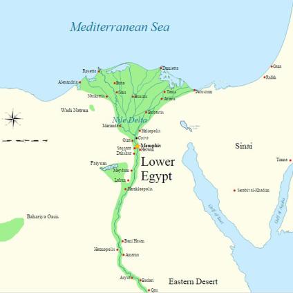 Map of Ancient Egypt. By Jeff Dahl, 2007 (Wikimedia)