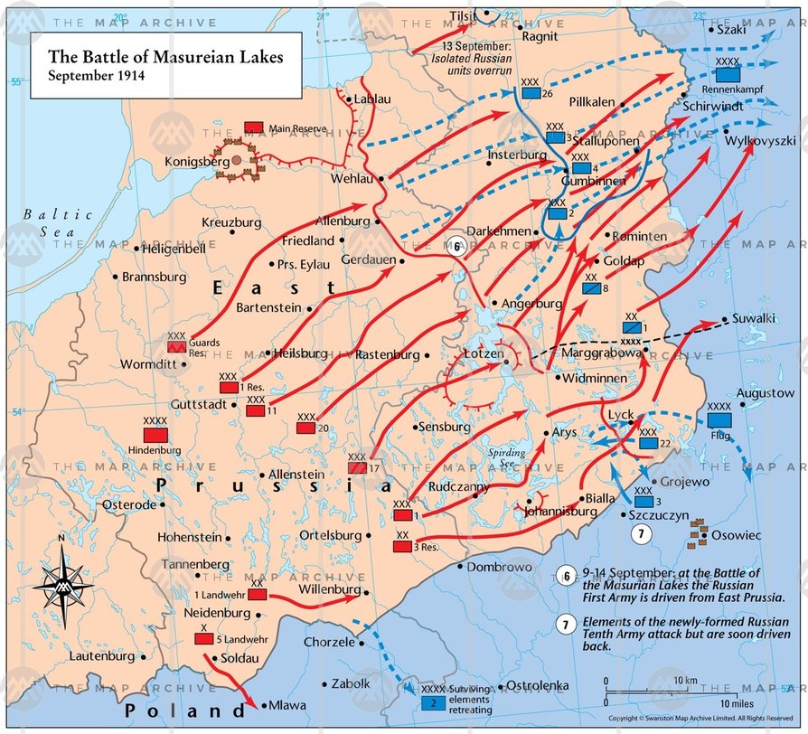 Битва при танненберге 1914 карта