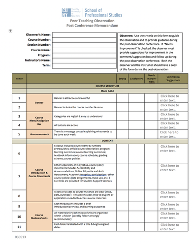 Finalize your course design by conducting a self-review of your course ...