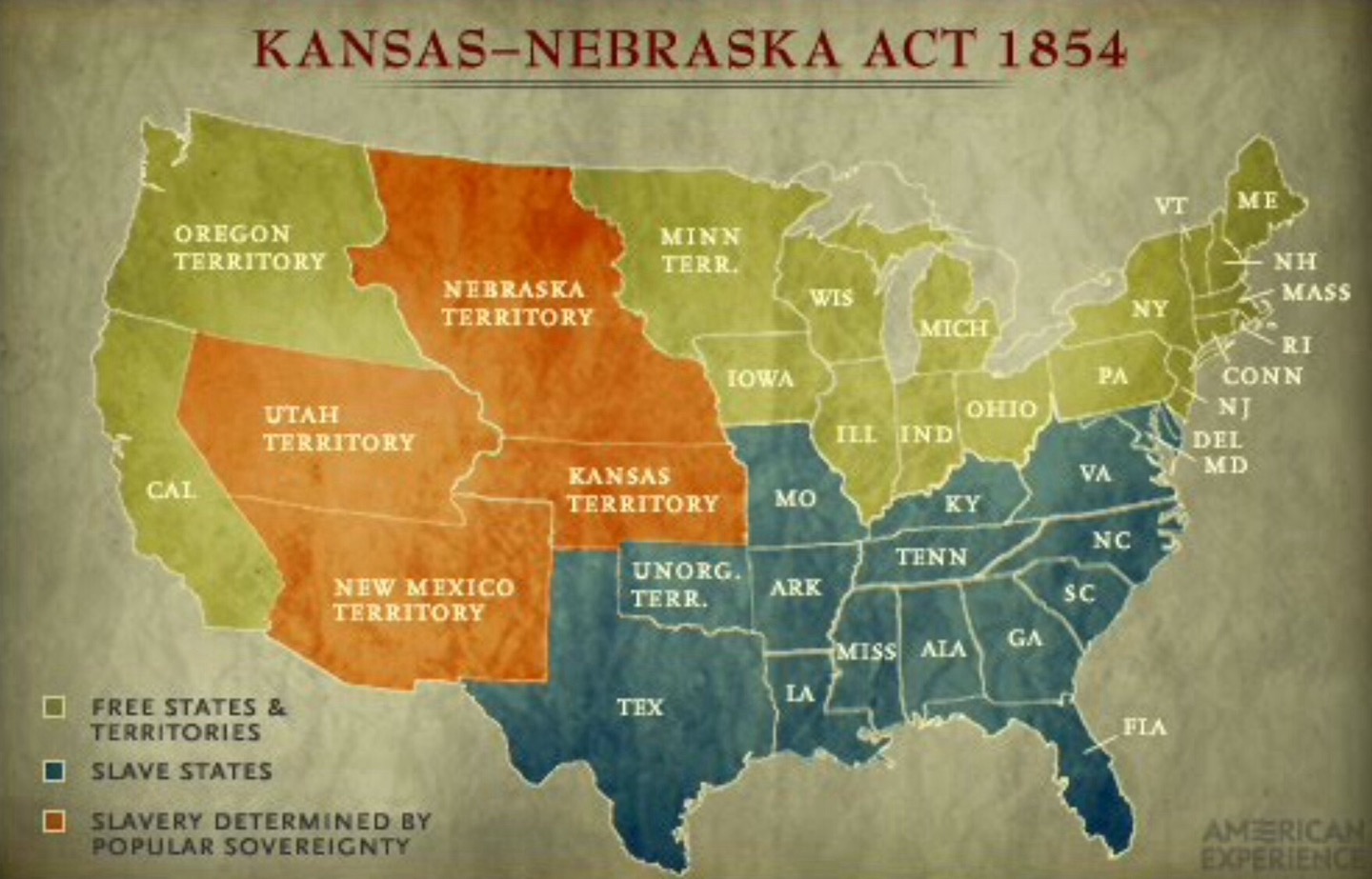 The Kansas-Nebraska Act, May 26, 1854. This was the compromise that created the territories 