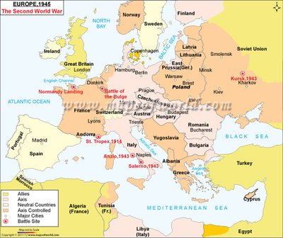 This is the map of Europe in 1939 during WW2