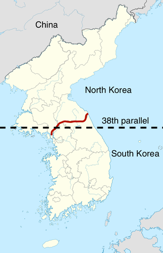 divided korea in 1945