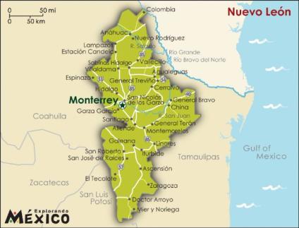 Map Of Nuevo Leon Mexico