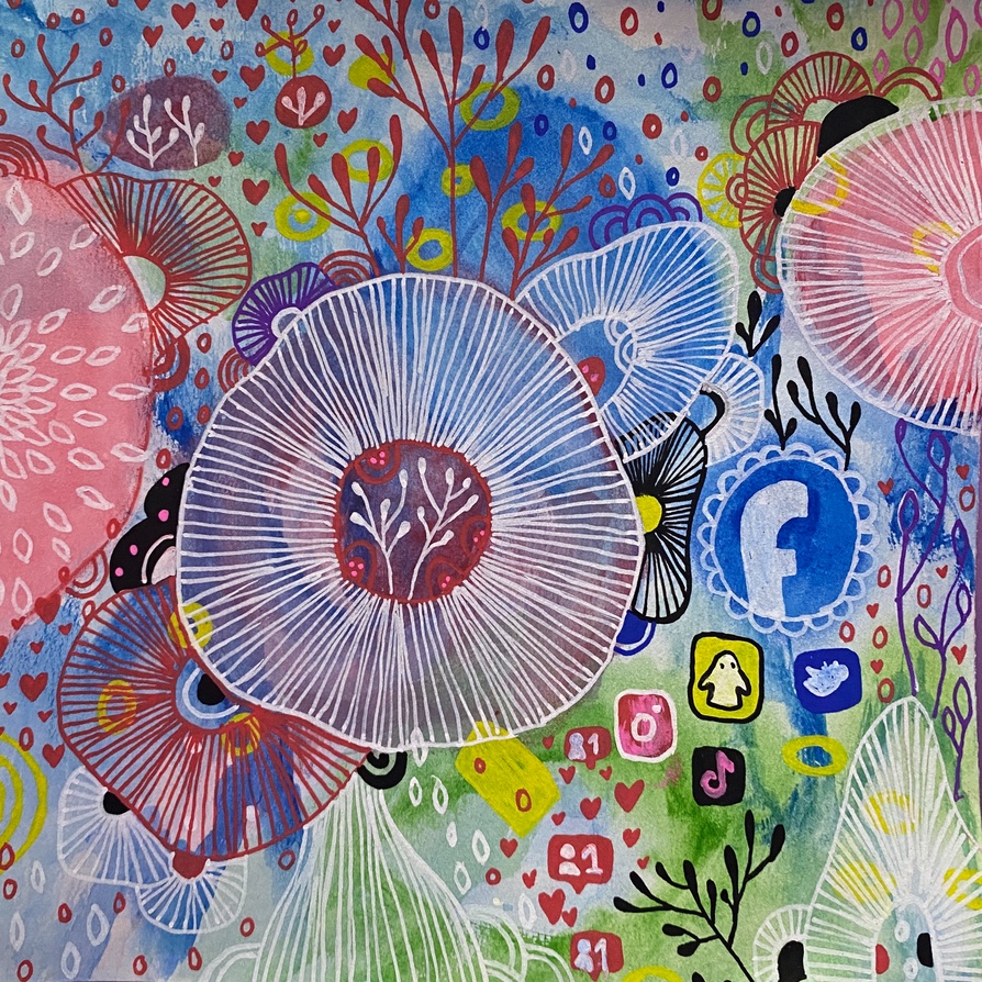 artist copy with social media logos.