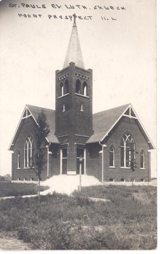1912 St Paul Lutheran Church established near the center of the Village