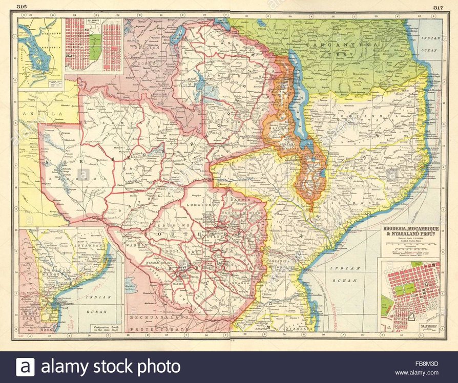 map of Rhodesia in the 19th Century