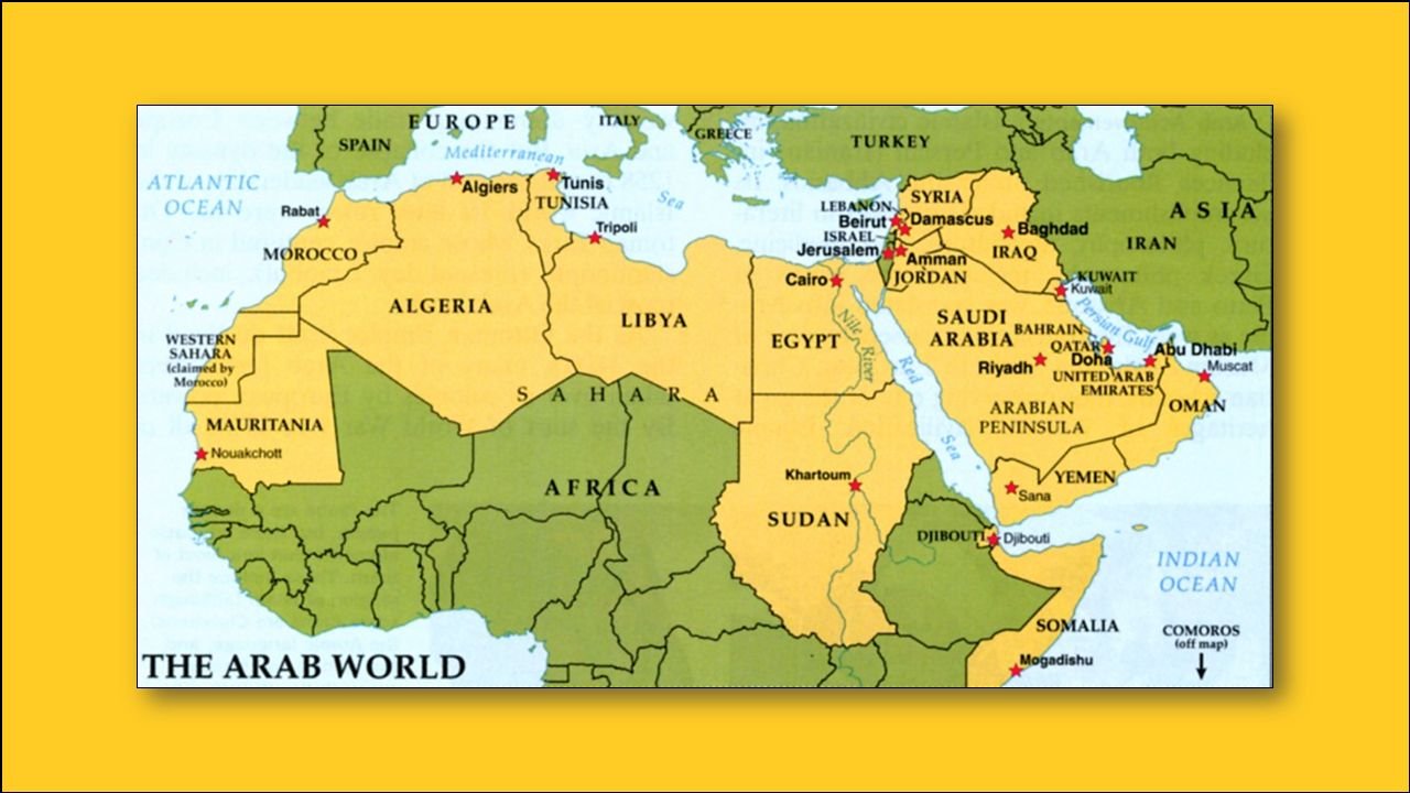 Арабские государства на карте. Карта Middle East, Africa, Asia. Арабские страны на карте.